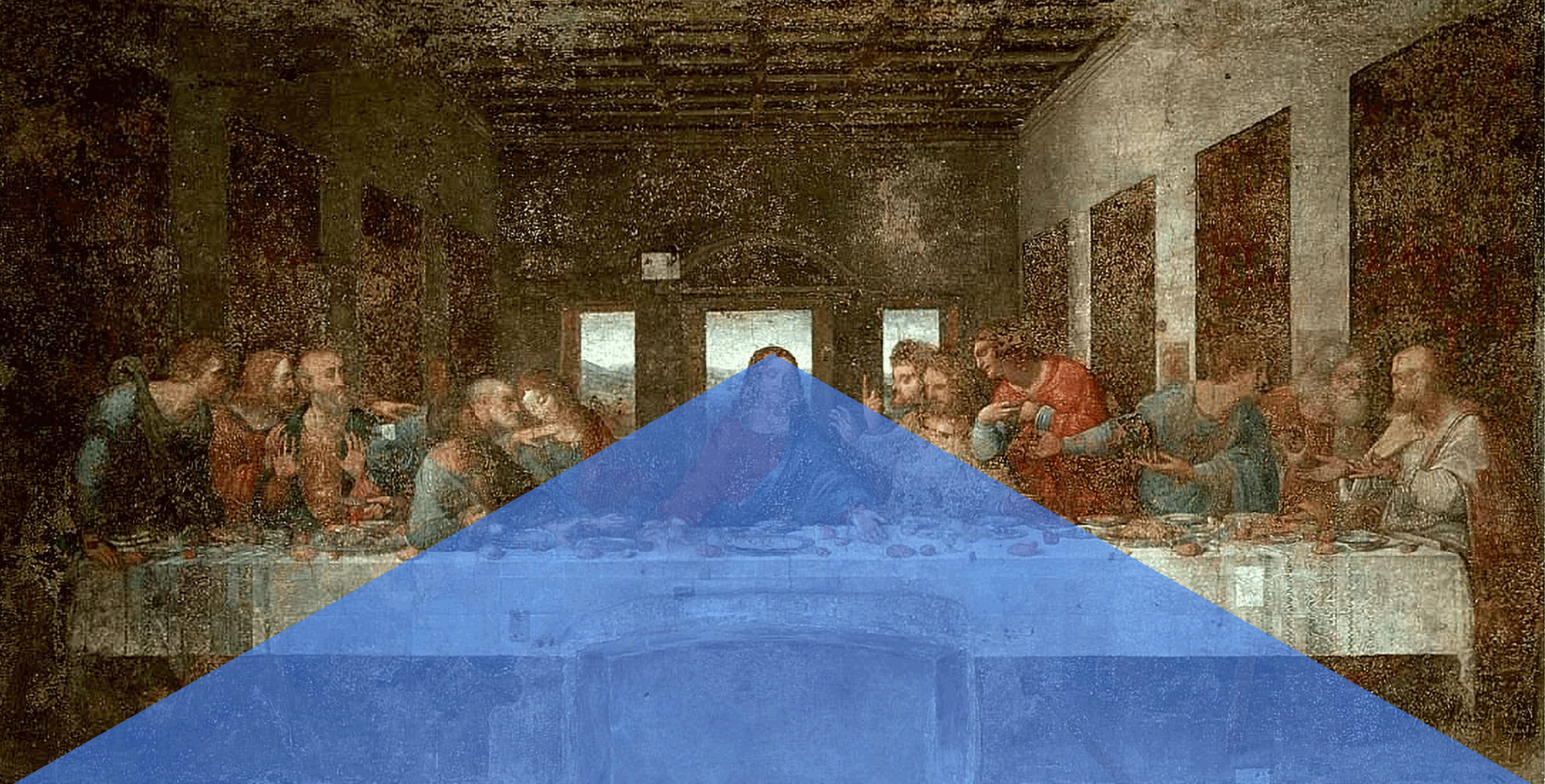 Triangular form anchors the composition